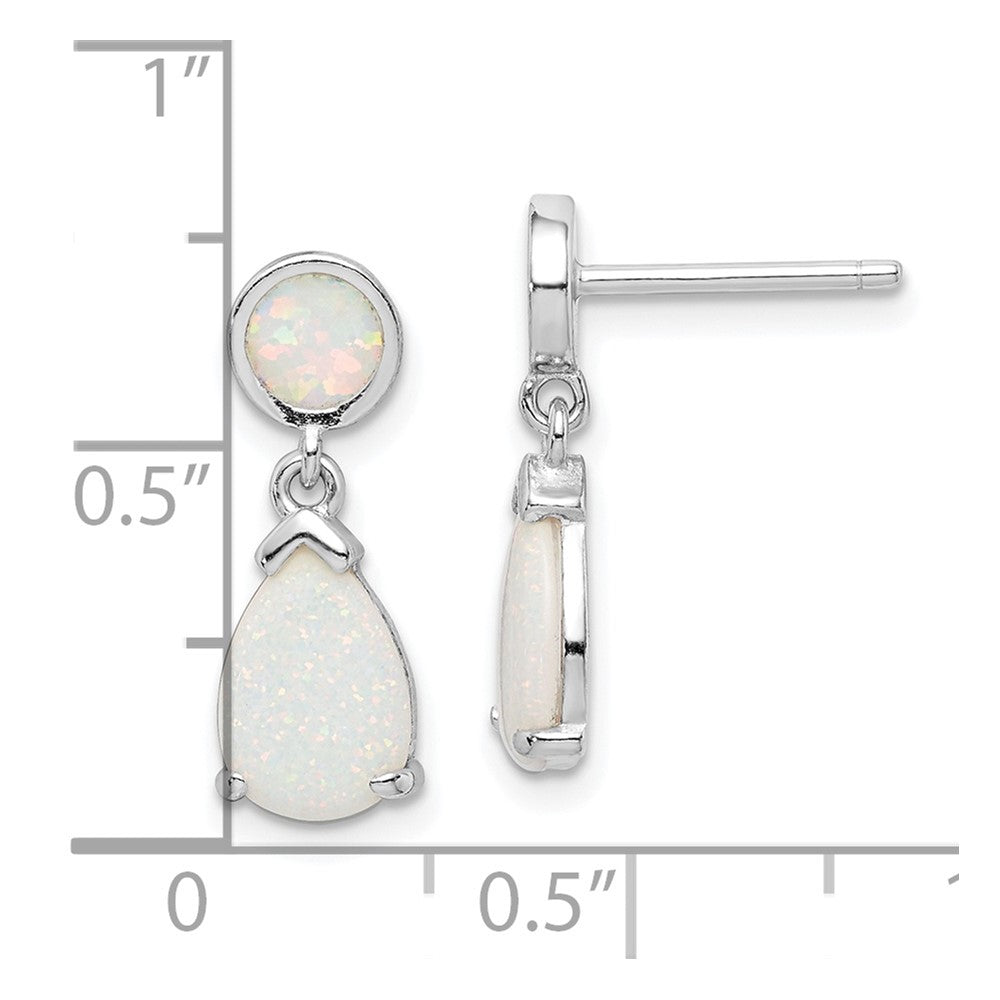 Sterlingsilber Rhodiniert Erzeugt Opal Tropfen Stecker Ohrhänger