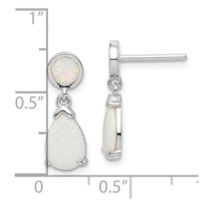 Sterlingsilber Rhodiniert Erzeugt Opal Tropfen Stecker Ohrhänger