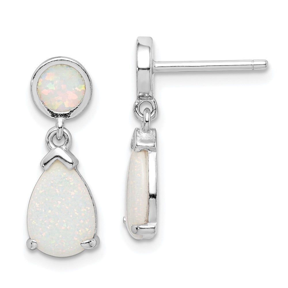 Sterlingsilber Rhodiniert Erzeugt Opal Tropfen Stecker Ohrhänger