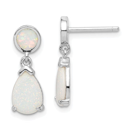 Sterlingsilber Rhodiniert Erzeugt Opal Tropfen Stecker Ohrhänger