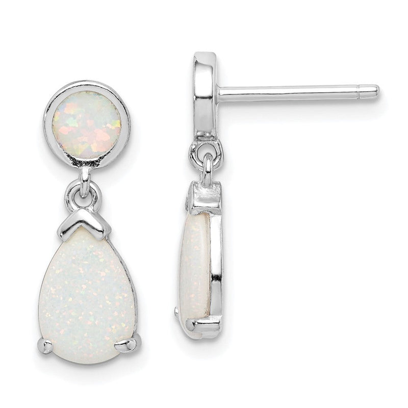 Sterlingsilber Rhodiniert Erzeugt Opal Tropfen Stecker Ohrhänger