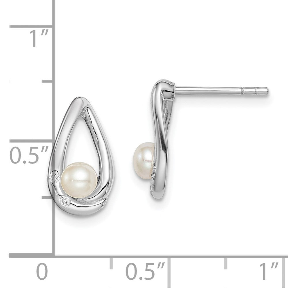 Sterlingsilber Rhodiniert Zirkonia 4-5mm Fwc Perle Tropfen Ohrstecker