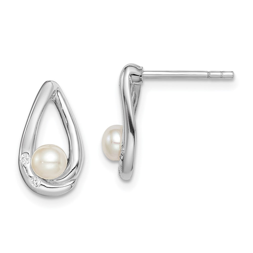 Sterlingsilber Rhodiniert Zirkonia 4-5mm Fwc Perle Tropfen Ohrstecker