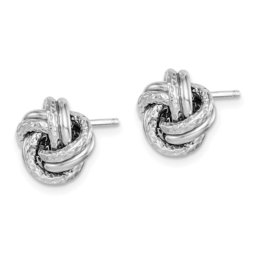 Sterlingsilber Rhodiniert Poliert/textured Liebe Knoten Ohrstecker