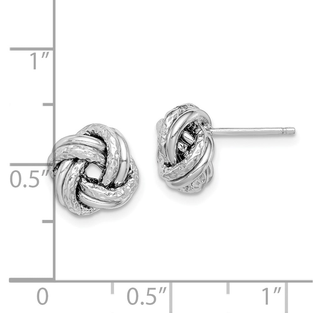 Sterlingsilber Rhodiniert Poliert/textured Liebe Knoten Ohrstecker