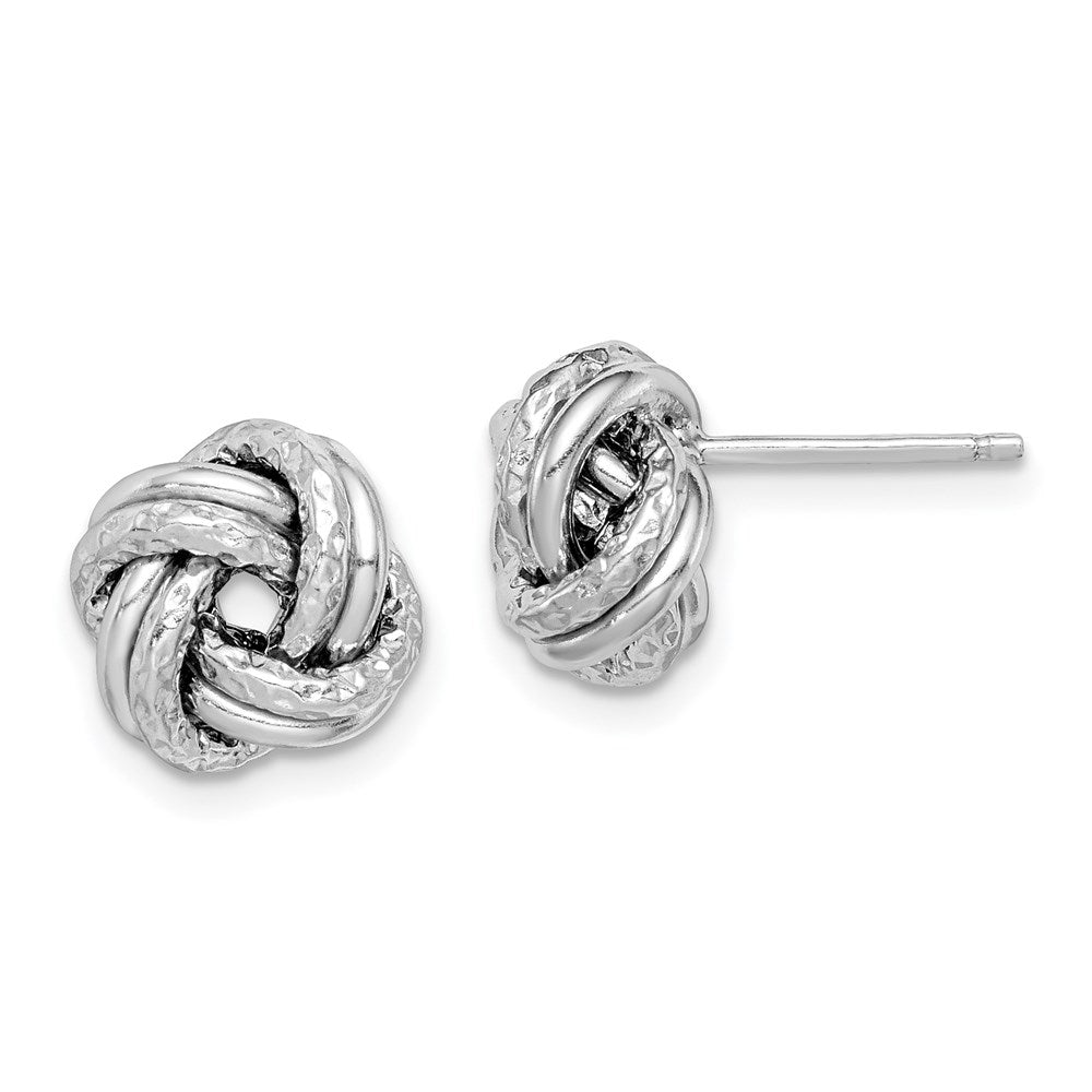 Sterlingsilber Rhodiniert Poliert/textured Liebe Knoten Ohrstecker
