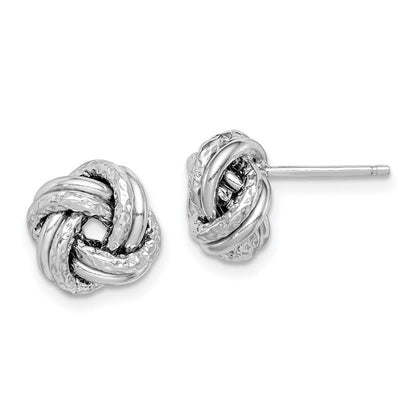 Sterlingsilber Rhodiniert Poliert/textured Liebe Knoten Ohrstecker