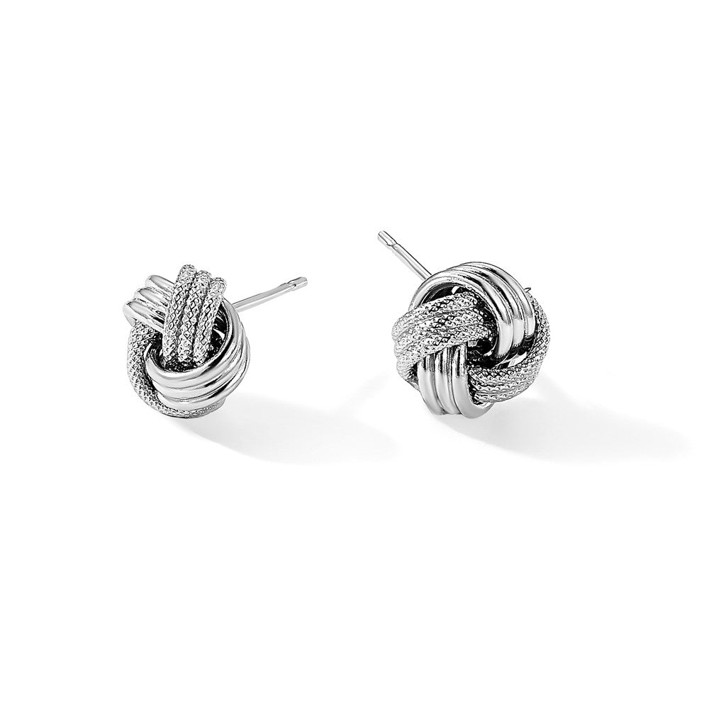 Sterlingsilber Rhodiniert Strukturiert Liebe Knoten Ohrstecker