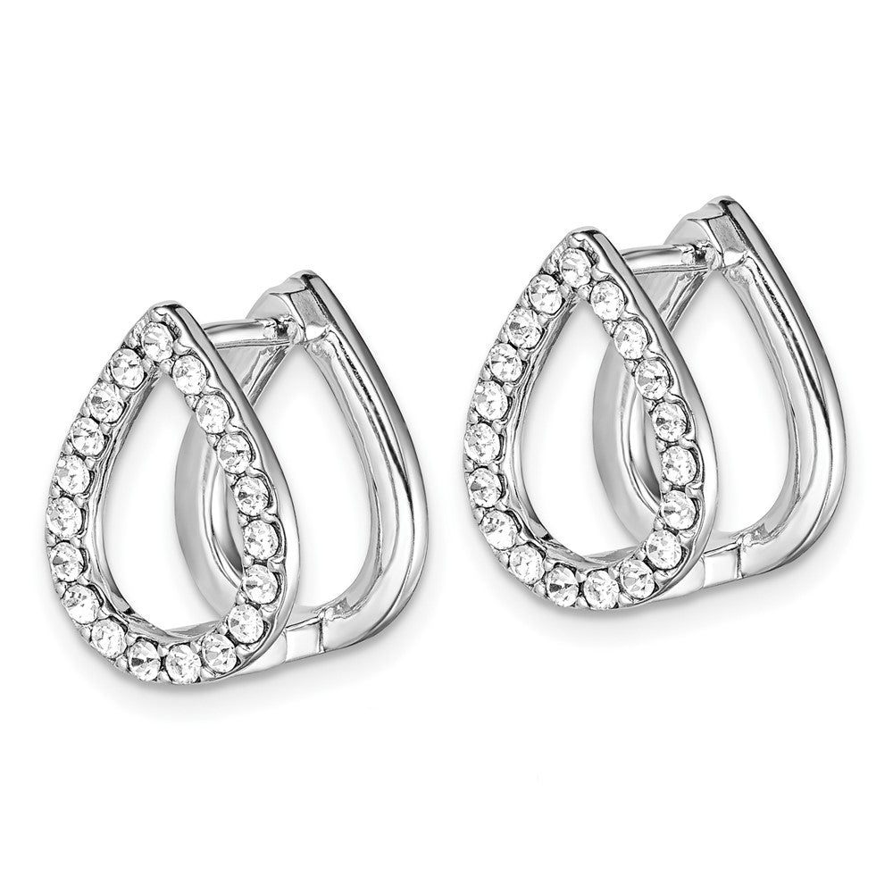 Sterlingsilber Rhodiniert Lila Emaille Kristall Klappbar Ohrringe