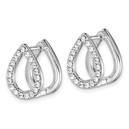 Sterlingsilber Rhodiniert Lila Emaille Kristall Klappbar Ohrringe