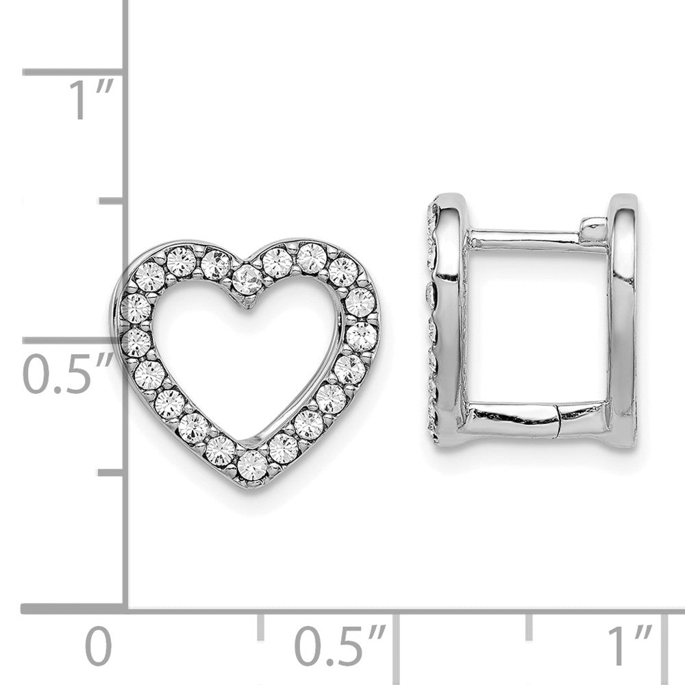 Sterlingsilber Rhodiniert Wendbar Rot Emaille & Kristall Klappbar Herz Ohrringe