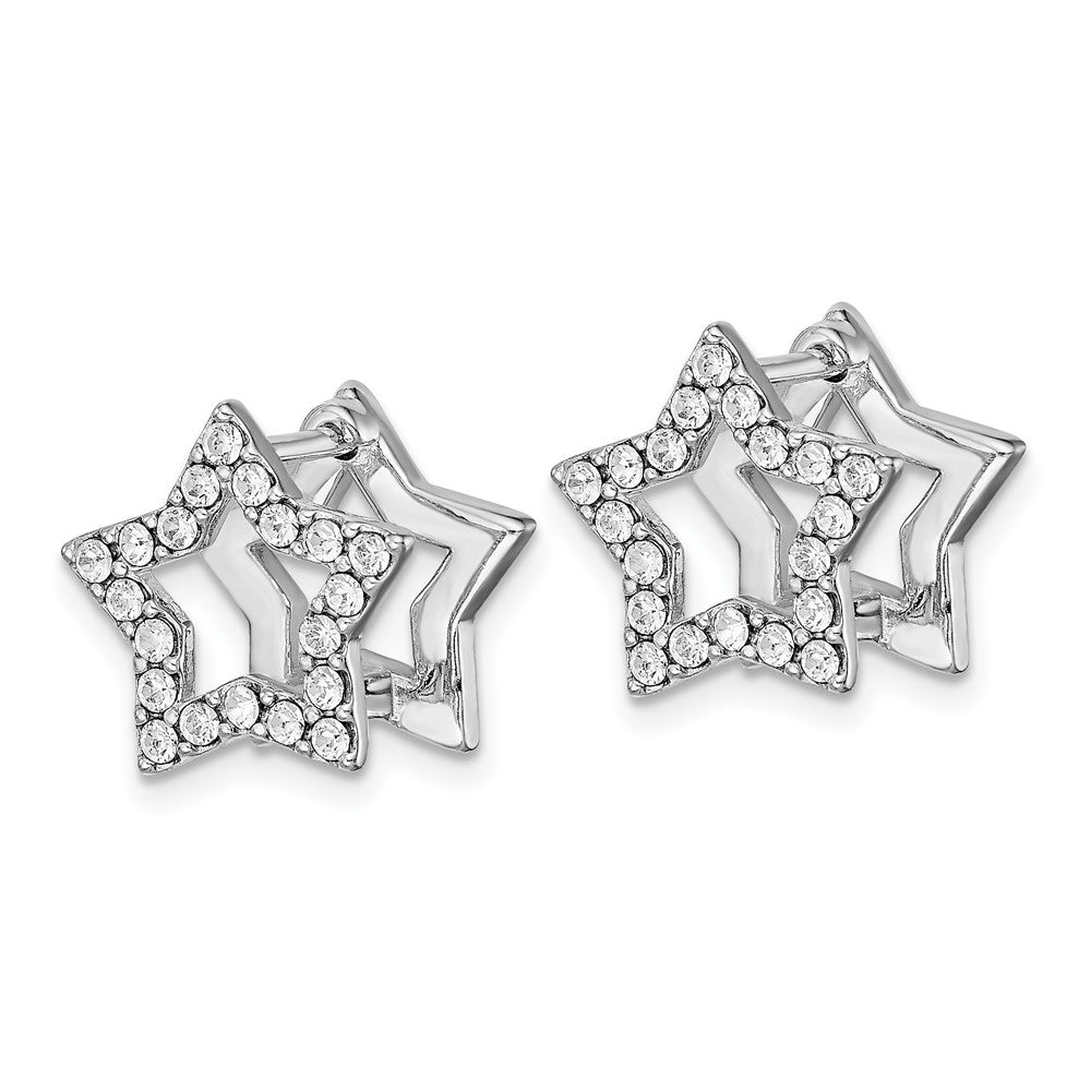 Sterlingsilber Rhodiniert-plate Gelb Emaille Stern Kristall Klappbar Ohrringe