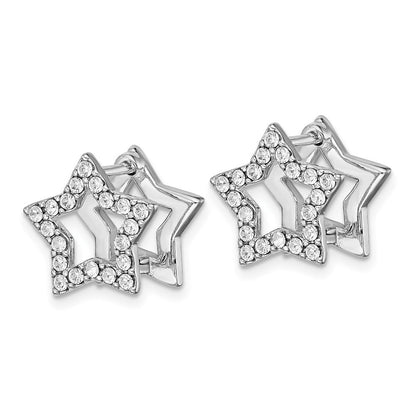 Sterlingsilber Rhodiniert-plate Gelb Emaille Stern Kristall Klappbar Ohrringe