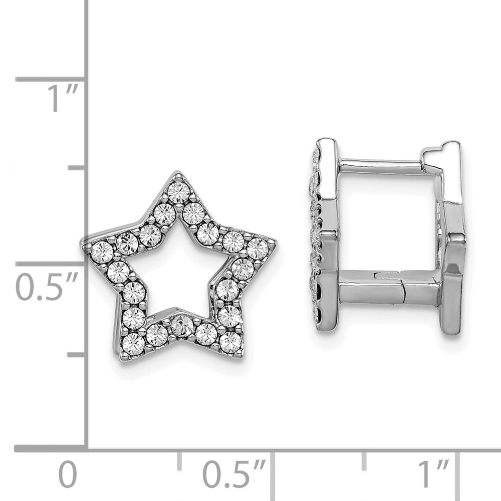 Sterlingsilber Rhodiniert-plate Gelb Emaille Stern Kristall Klappbar Ohrringe