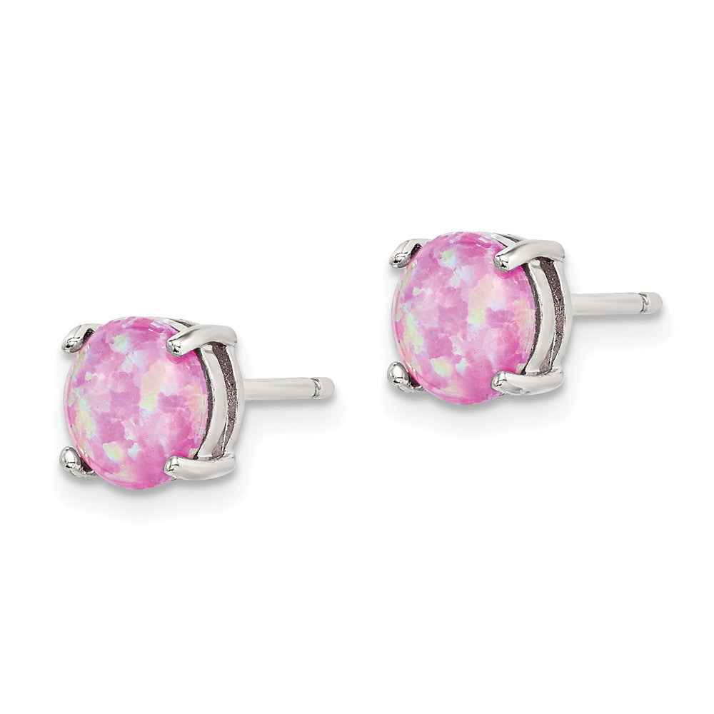 Sterlingsilber Poliert Rosa, Weiß & Blau 7mm Rund Erzeugt Opal 3 Pair Set Of Ohrstecker