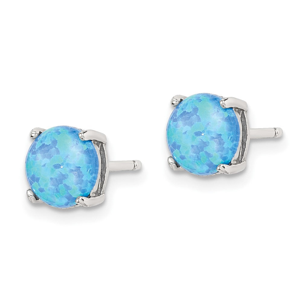 Sterlingsilber Poliert Rosa, Weiß & Blau 7mm Rund Erzeugt Opal 3 Pair Set Of Ohrstecker