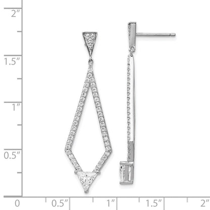 Sterlingsilber Schimmernd Rhodiniert 94 Stein Zirkonia Diamant Geformt Stecker Ohrhänger