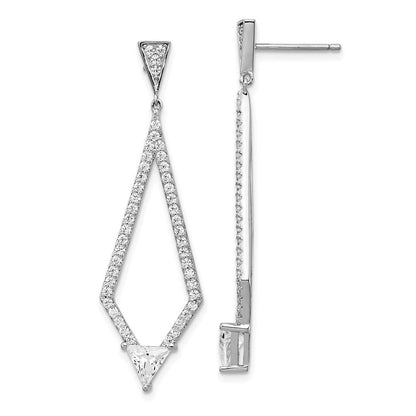 Sterlingsilber Schimmernd Rhodiniert 94 Stein Zirkonia Diamant Geformt Stecker Ohrhänger