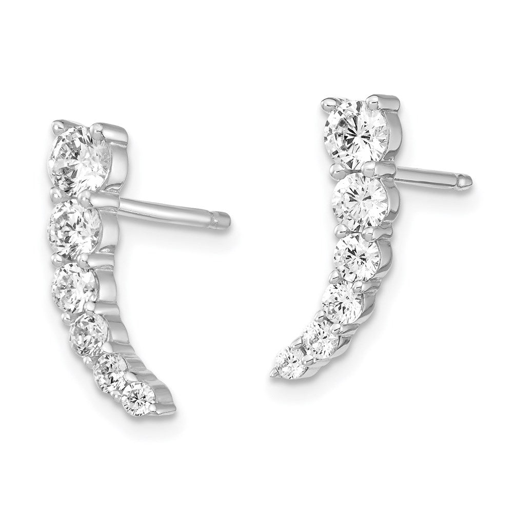 Sterlingsilber Schimmernd Rhodiniert 12 Stein Zirkonia Stecker Ohrhänger