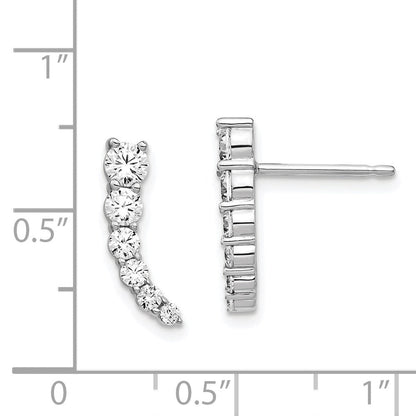 Sterlingsilber Schimmernd Rhodiniert 12 Stein Zirkonia Stecker Ohrhänger