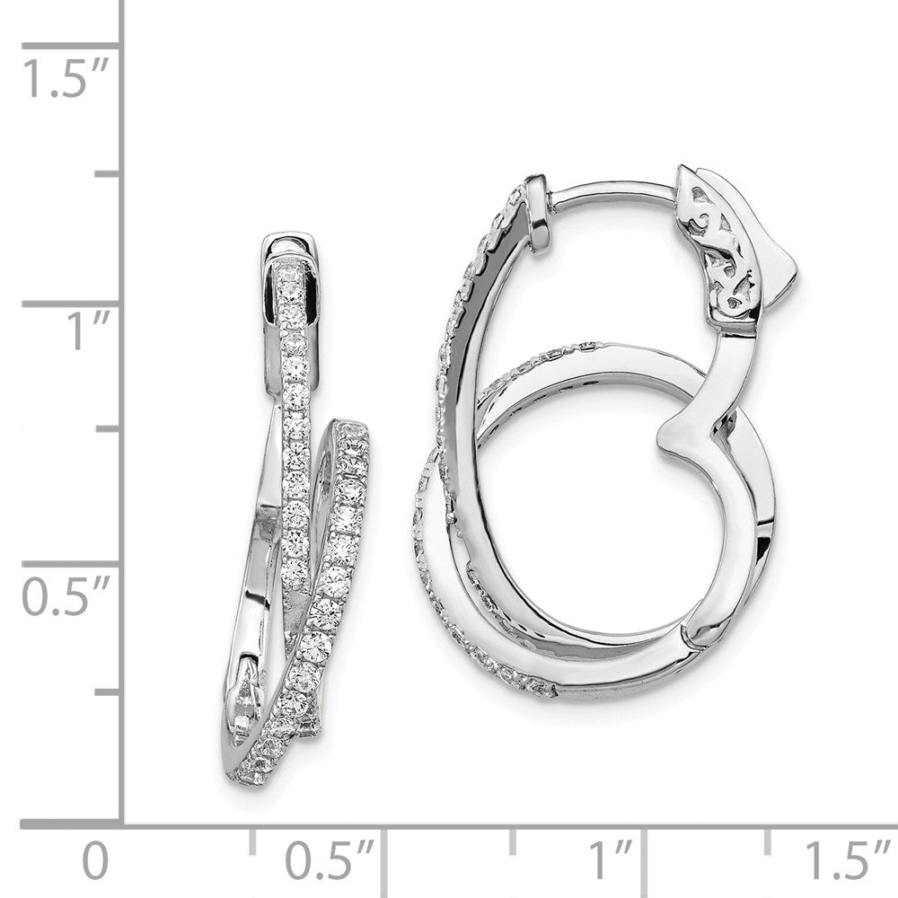 Sterlingsilber Schimmernd Rhodiniert 68 Stein Zirkonia Gedreht Klappbar Creolen