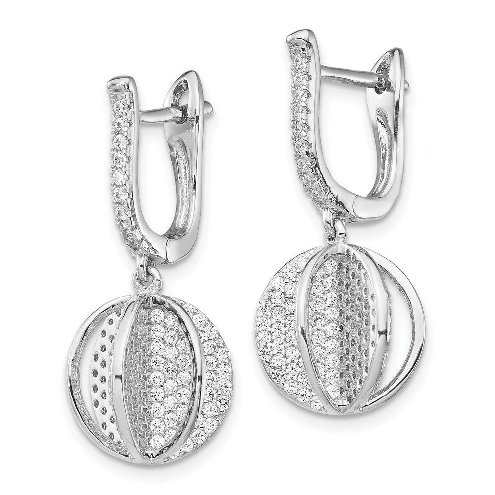 Sterlingsilber Schimmernd Rhodiniert 300 Stein Zirkonia Sphere Hängend Klappbar Ohrstecker