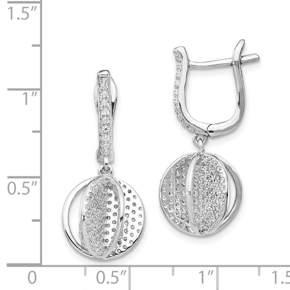 Sterlingsilber Schimmernd Rhodiniert 300 Stein Zirkonia Sphere Hängend Klappbar Ohrstecker