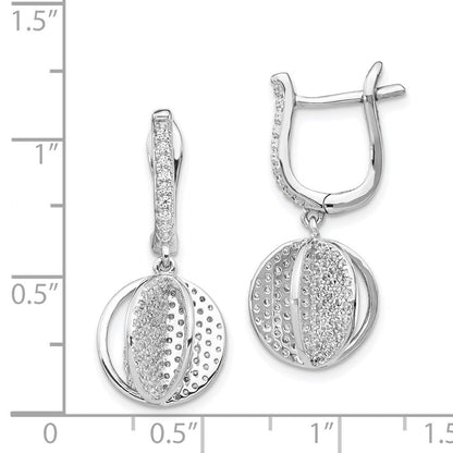 Sterlingsilber Schimmernd Rhodiniert 300 Stein Zirkonia Sphere Hängend Klappbar Ohrstecker