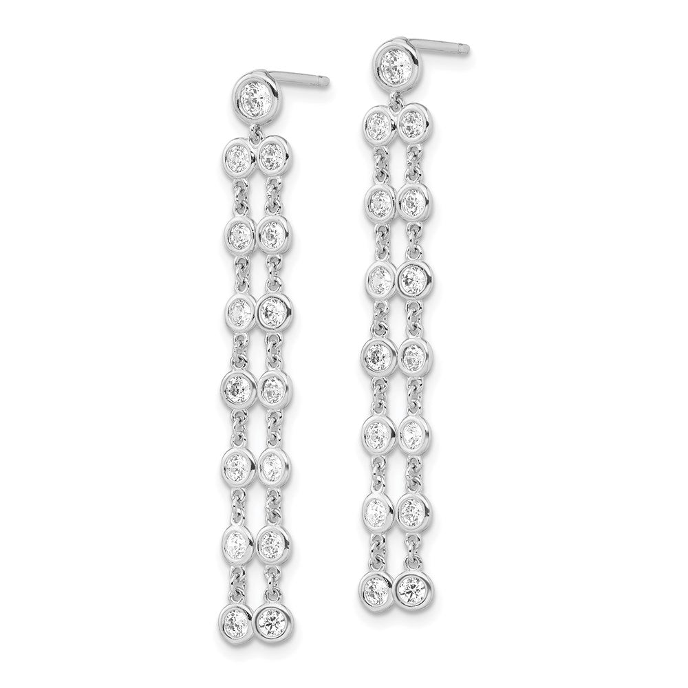 Sterlingsilber Schimmernd Rhodiniert 30 Stein Zirkonia 2 Strang Stecker Ohrhänger