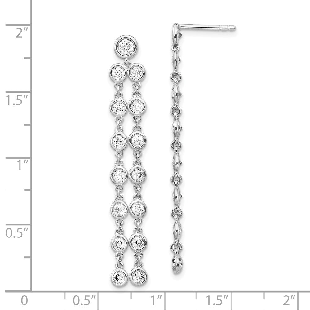 Sterlingsilber Schimmernd Rhodiniert 30 Stein Zirkonia 2 Strang Stecker Ohrhänger