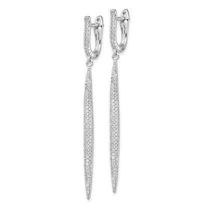 Sterlingsilber Schimmernd Rhodiniert 208 Stein Zirkonia Hängend Klappbar Stecker Stab Ohrringe