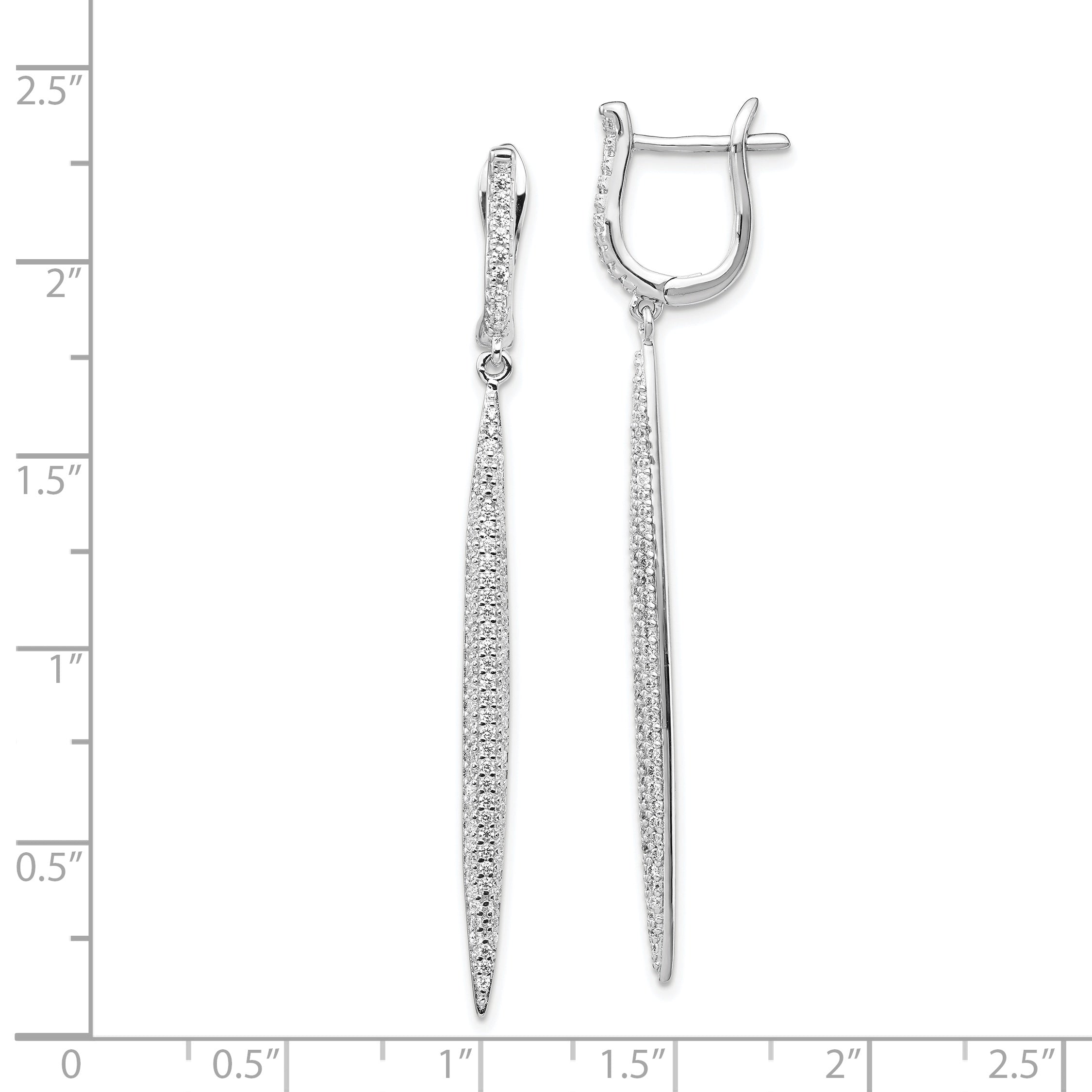 Sterlingsilber Schimmernd Rhodiniert 208 Stein Zirkonia Hängend Klappbar Stecker Stab Ohrringe