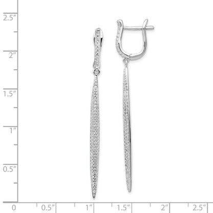 Sterlingsilber Schimmernd Rhodiniert 208 Stein Zirkonia Hängend Klappbar Stecker Stab Ohrringe