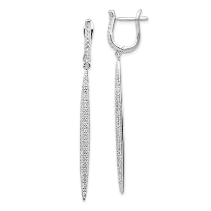 Sterlingsilber Schimmernd Rhodiniert 208 Stein Zirkonia Hängend Klappbar Stecker Stab Ohrringe