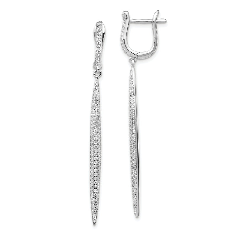 Sterlingsilber Schimmernd Rhodiniert 208 Stein Zirkonia Hängend Klappbar Stecker Stab Ohrringe