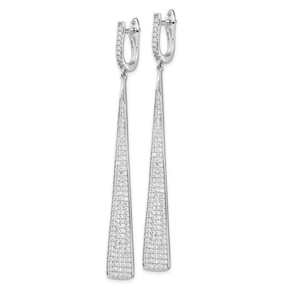 Sterlingsilber Schimmernd Rhodiniert 228 Stein Pavé Zirkonia Dreieck Hängend Klappbar Ohrstecker