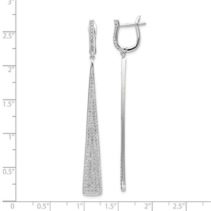 Sterlingsilber Schimmernd Rhodiniert 228 Stein Pavé Zirkonia Dreieck Hängend Klappbar Ohrstecker