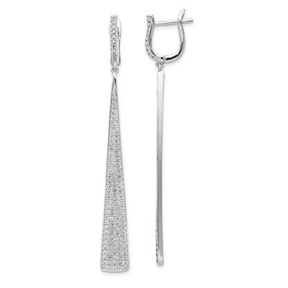 Sterlingsilber Schimmernd Rhodiniert 228 Stein Pavé Zirkonia Dreieck Hängend Klappbar Ohrstecker