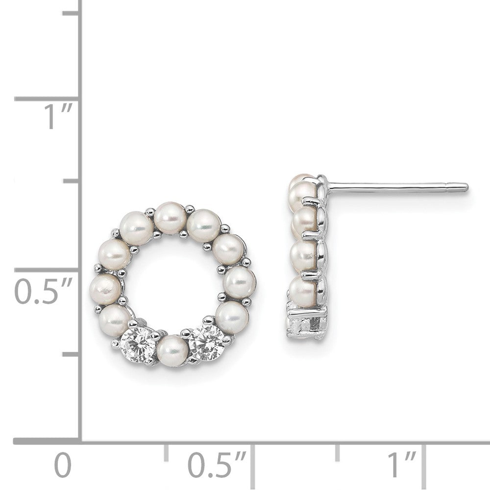 Sterlingsilber Rhodiniert 2-2.5mm Knopf Fwc Perle Zirkonia Ohrringe