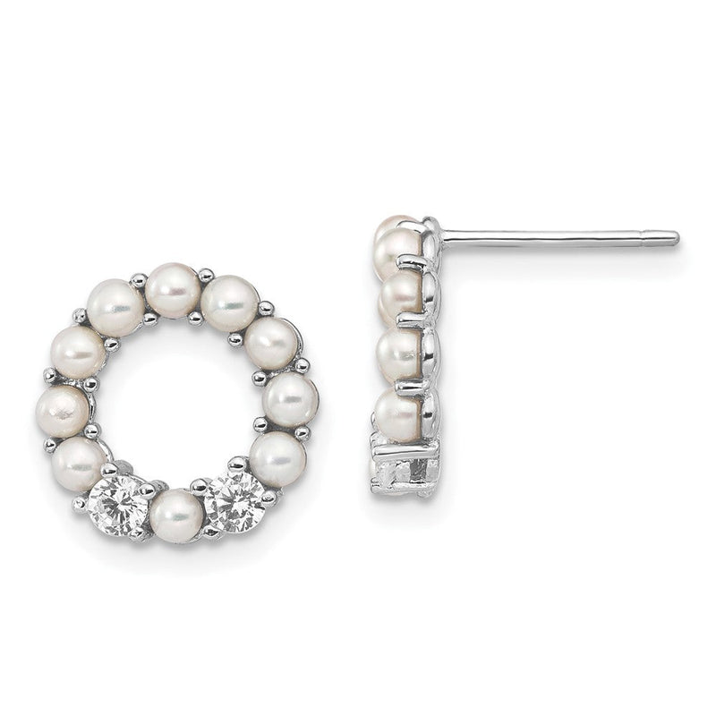 Sterlingsilber Rhodiniert 2-2.5mm Knopf Fwc Perle Zirkonia Ohrringe