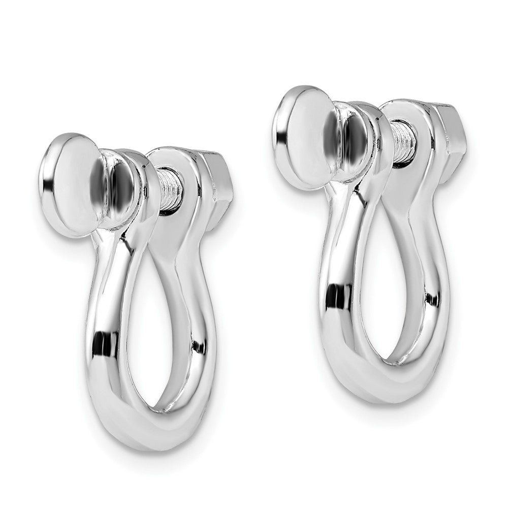 Sterlingsilber De-ani Rhodiniert Poliert Shackle Glieder Screw Einfach Ohrringe