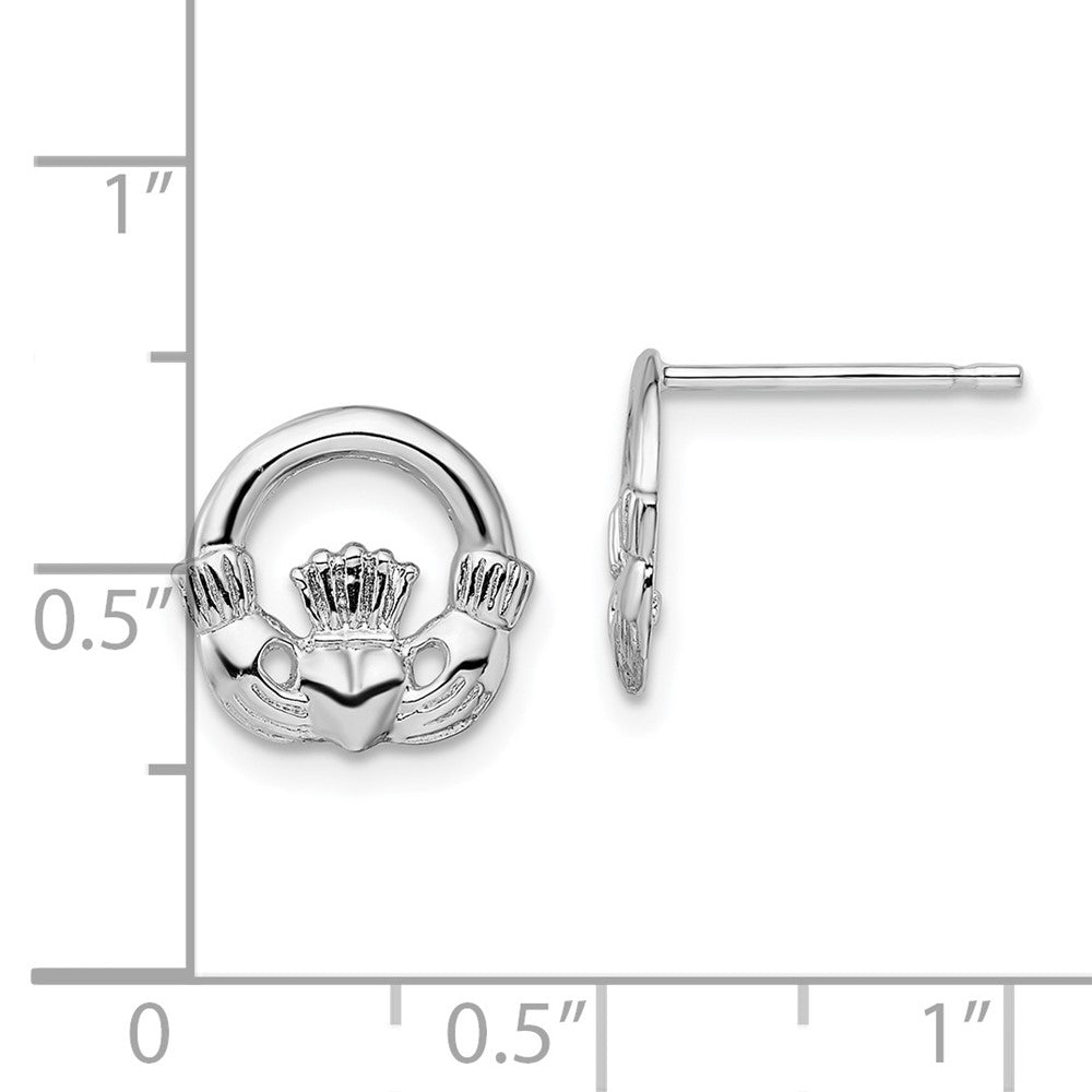 Sterlingsilber De-ani Rhodiniert Poliert Claddagh Ohrstecker