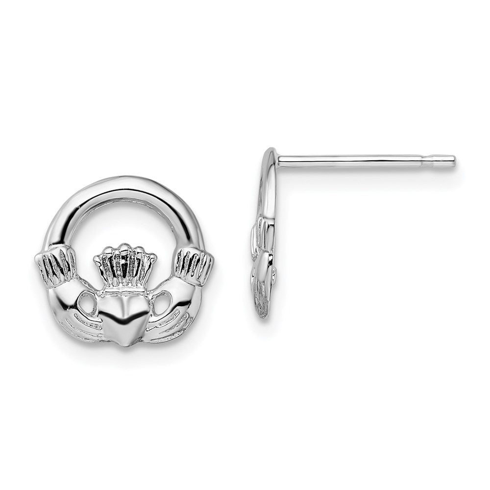 Sterlingsilber De-ani Rhodiniert Poliert Claddagh Ohrstecker
