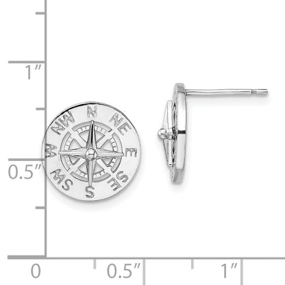 Sterlingsilber De-ani Rhodiniert Mini Nautical Kompass Ohrstecker