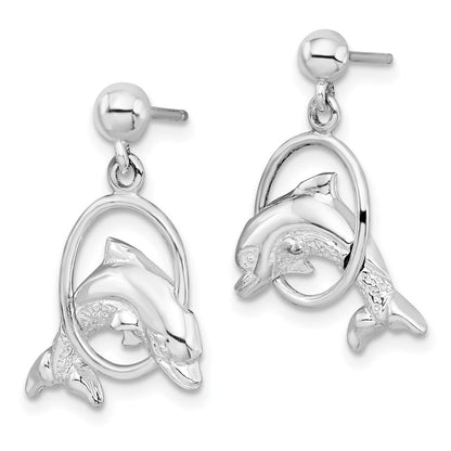 Sterlingsilber De-ani Rhodiniert Delfin in Creole Hängend Ohrstecker