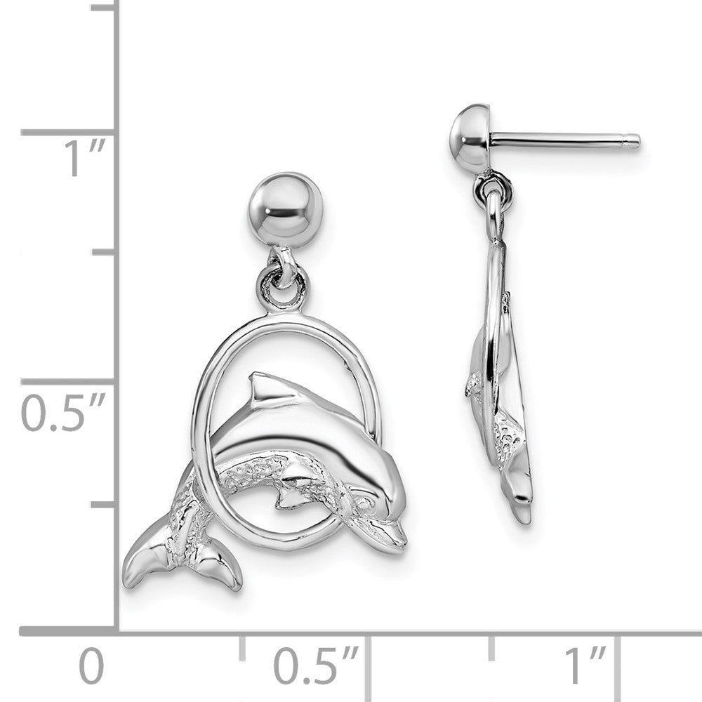 Sterlingsilber De-ani Rhodiniert Delfin in Creole Hängend Ohrstecker
