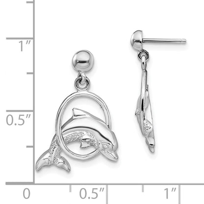 Sterlingsilber De-ani Rhodiniert Delfin in Creole Hängend Ohrstecker