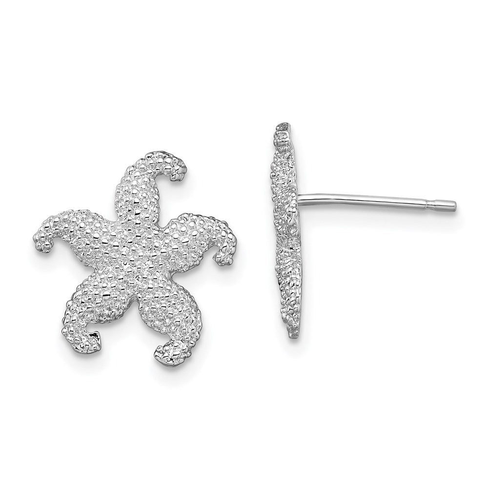 Sterlingsilber De-ani Rhodiniert Poliert Seestern Ohrstecker