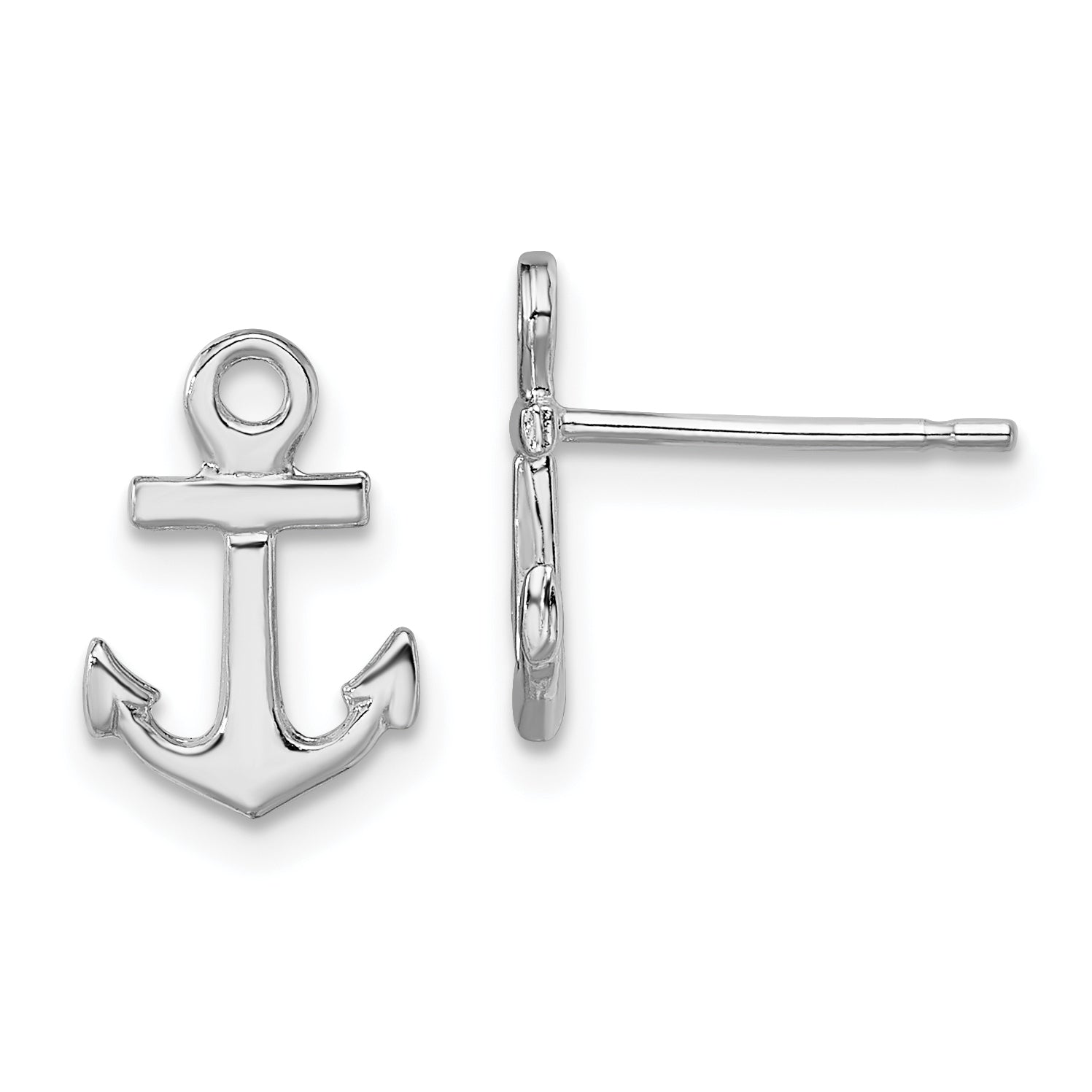 Sterlingsilber De-ani Rhodiniert Poliert Mini Anker Ohrstecker