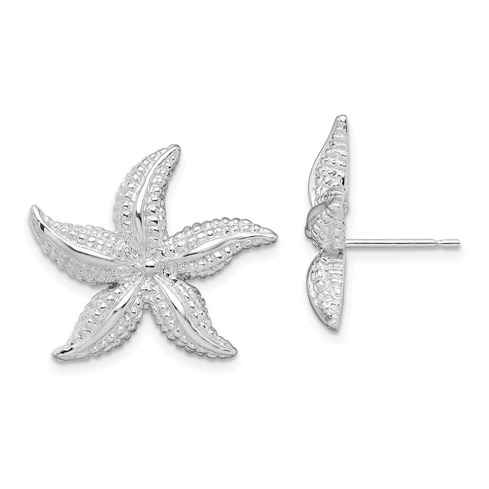 Sterlingsilber De-ani Rhodiniert Poliert Seestern Ohrstecker